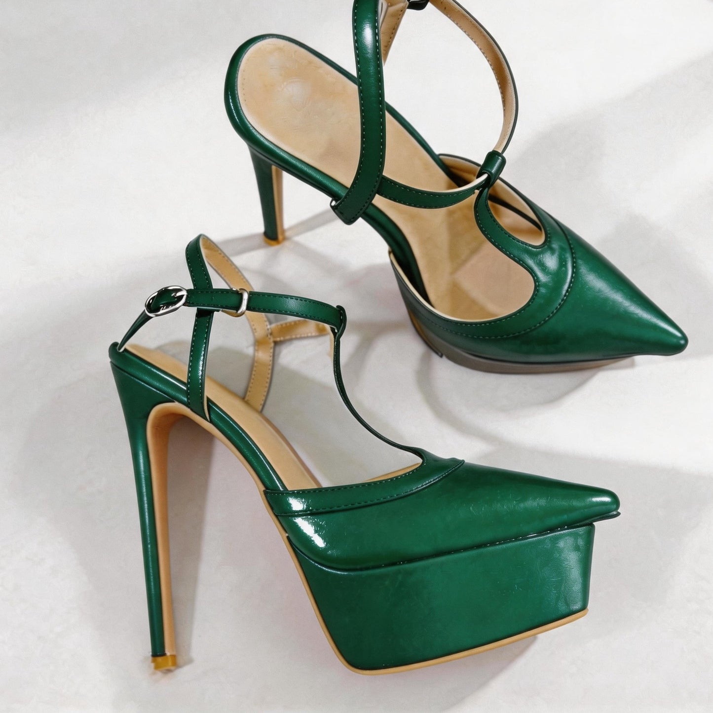 Handmade 5”-6” T-Strap Platform Stiletto Pumps