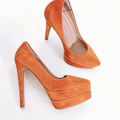 Handmade 5”-6” Suede Platform Stiletto Pumps for Women