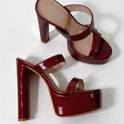 Handmade 5”-6” Chunky Heel Platform Sandals for Women