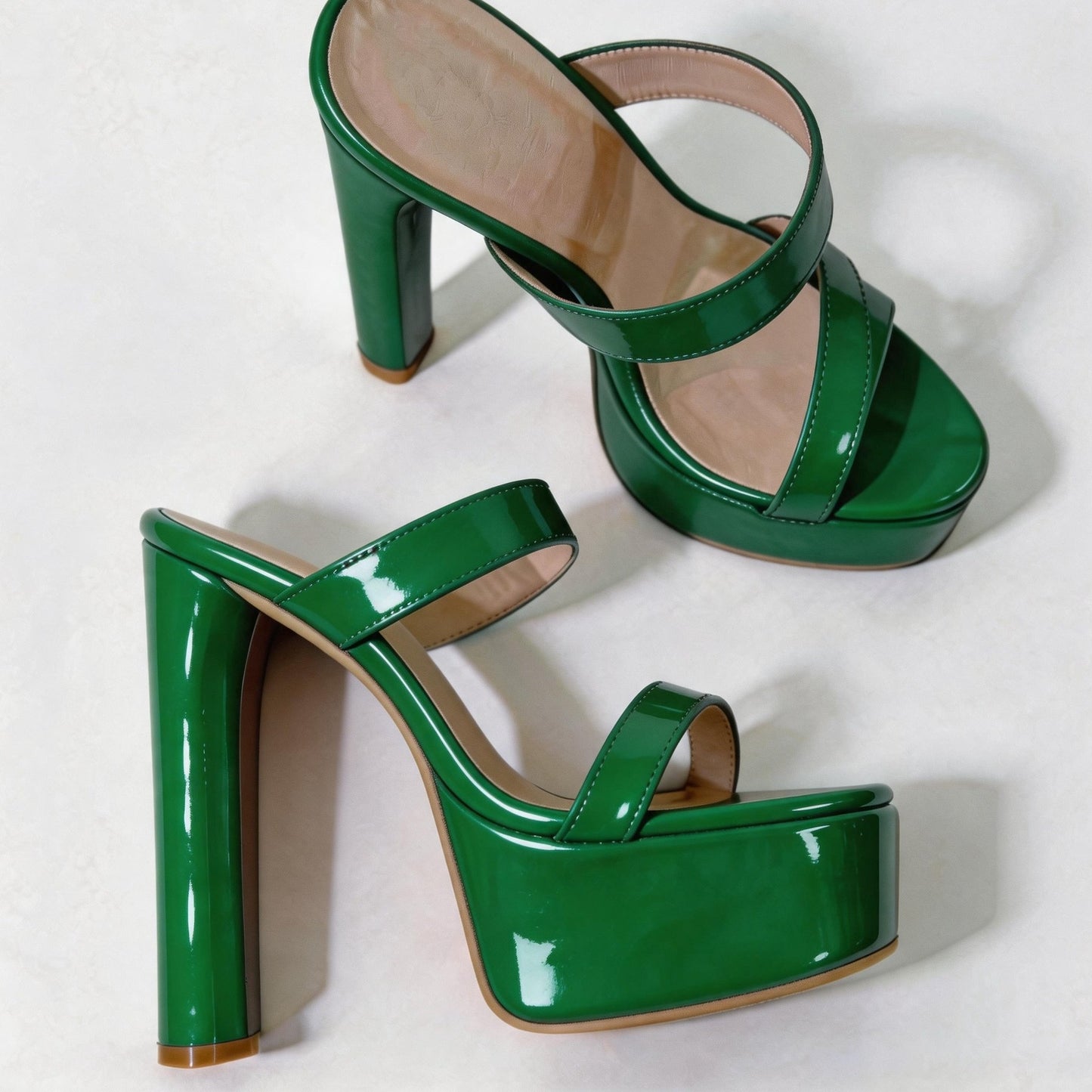 Handmade 5”-6” Chunky Heel Platform Sandals for Women