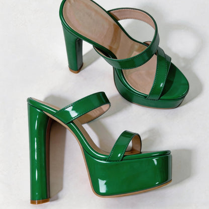 Handmade 5”-6” Chunky Heel Platform Sandals for Women
