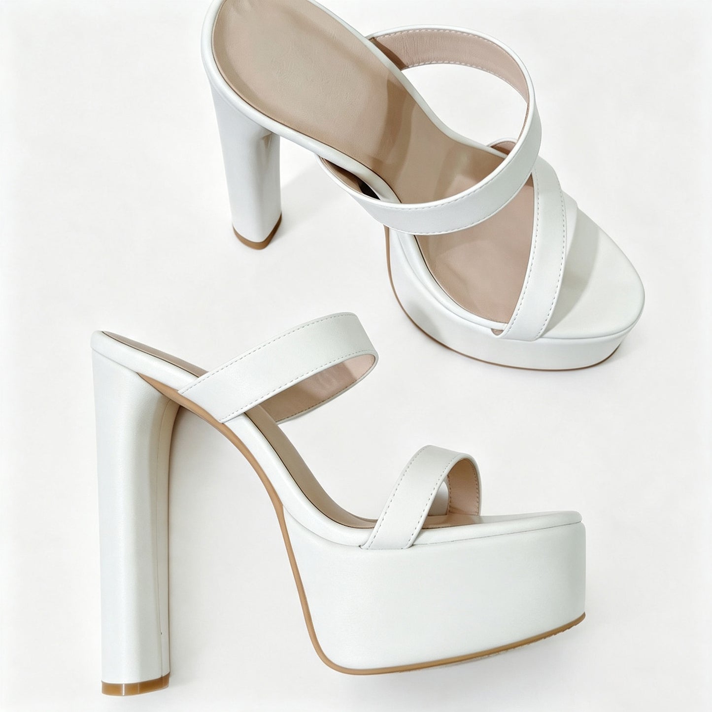 Handmade 5”-6” Chunky Heel Platform Sandals for Women