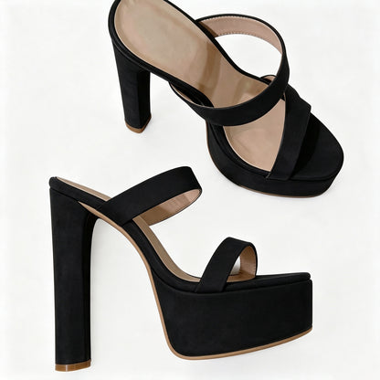 Handmade 5”-6” Chunky Heel Platform Sandals for Women