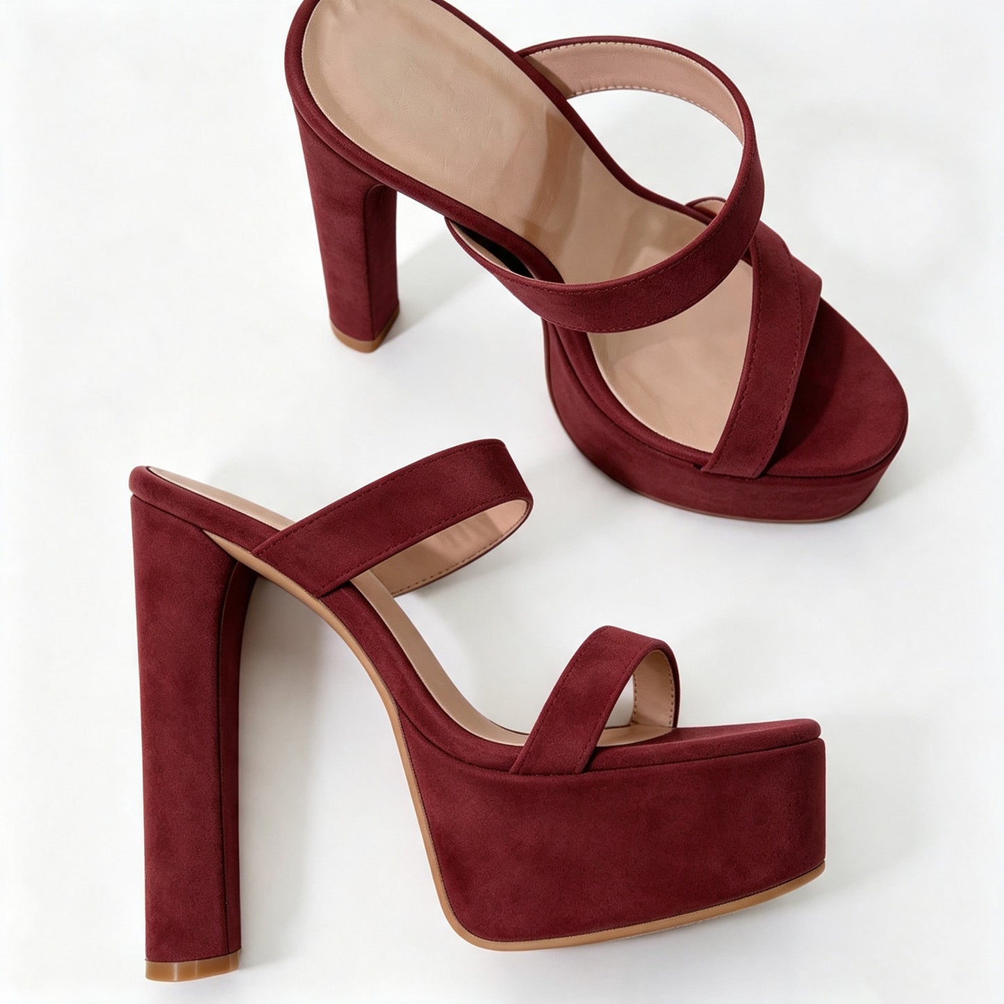 Handmade 5”-6” Chunky Heel Platform Sandals for Women