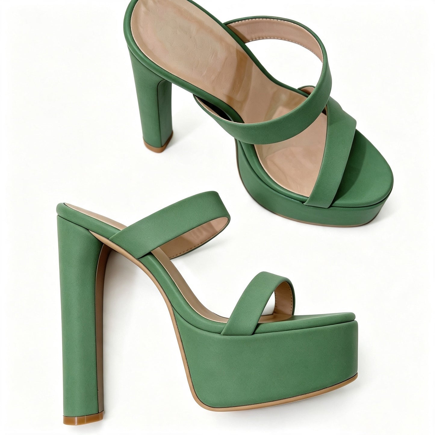 Handmade 5”-6” Chunky Heel Platform Sandals for Women