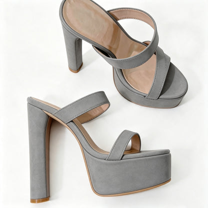 Handmade 5”-6” Chunky Heel Platform Sandals for Women