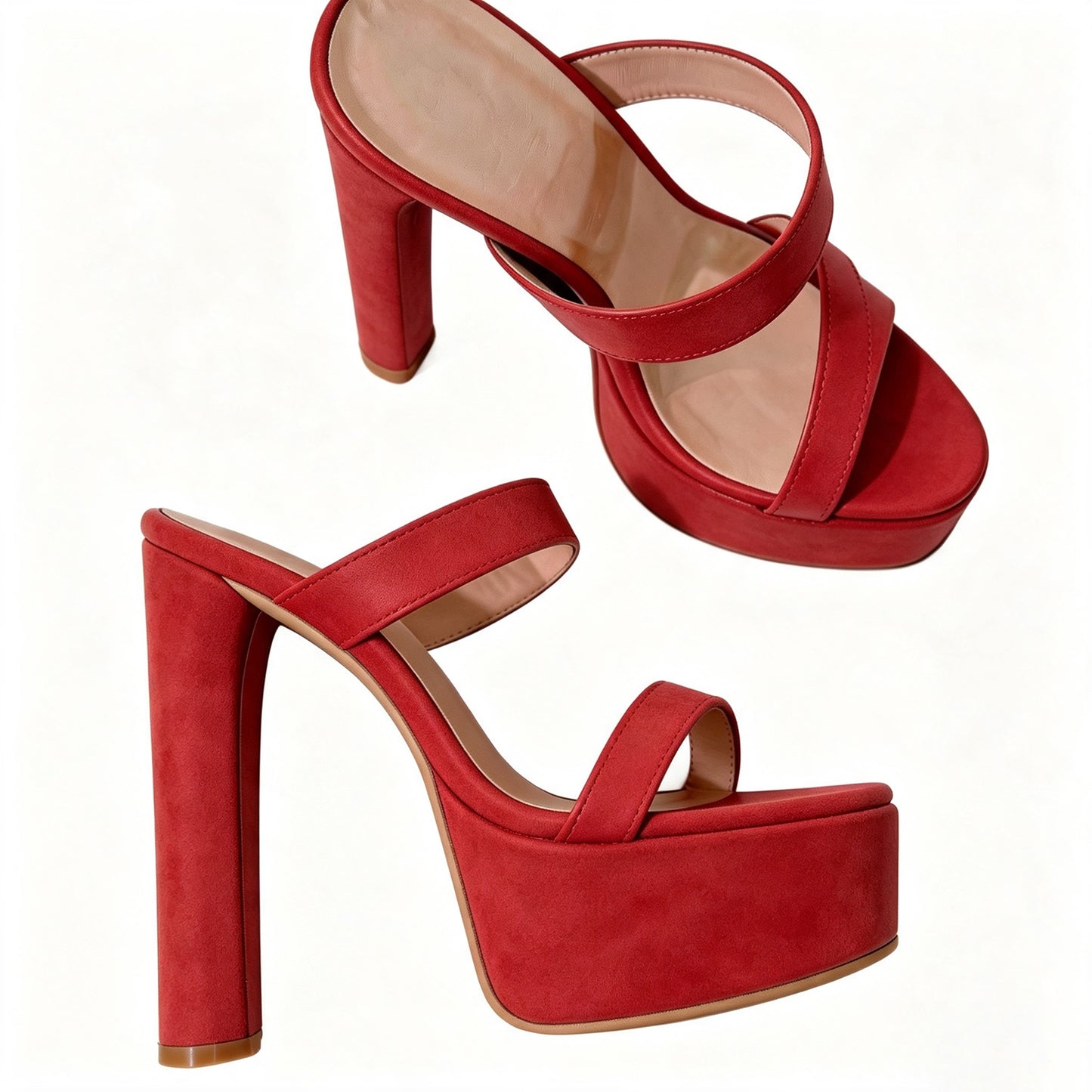 Handmade 5”-6” Chunky Heel Platform Sandals for Women