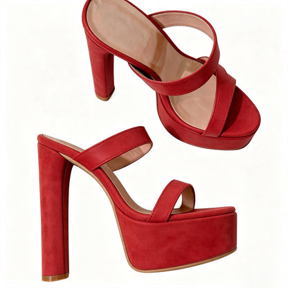 Handmade 5”-6” Chunky Heel Platform Sandals for Women