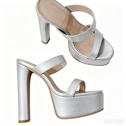 Handmade 5”-6” Chunky Heel Platform Sandals for Women