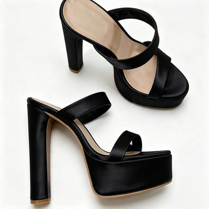 Handmade 5”-6” Chunky Heel Platform Sandals for Women