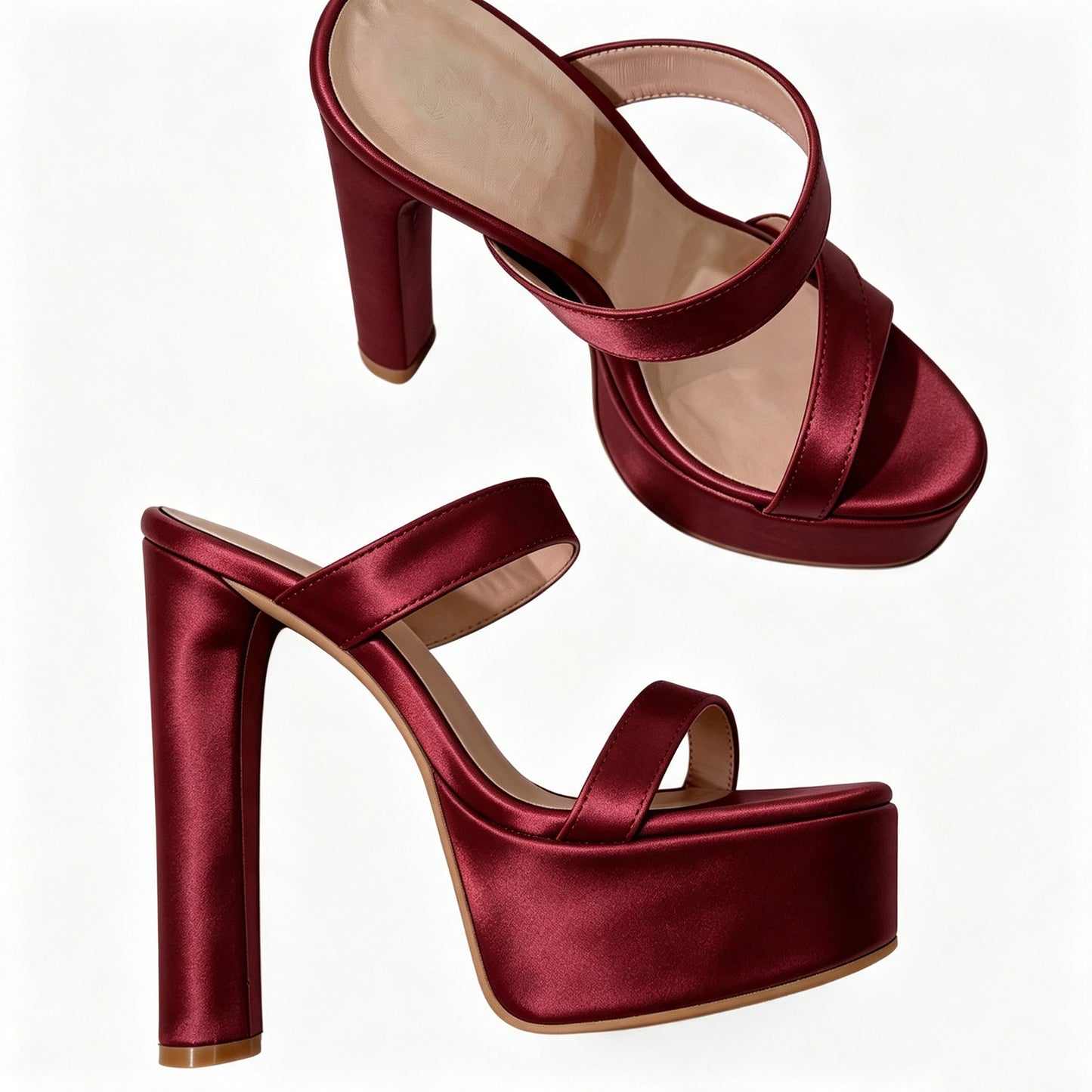 Handmade 5”-6” Chunky Heel Platform Sandals for Women