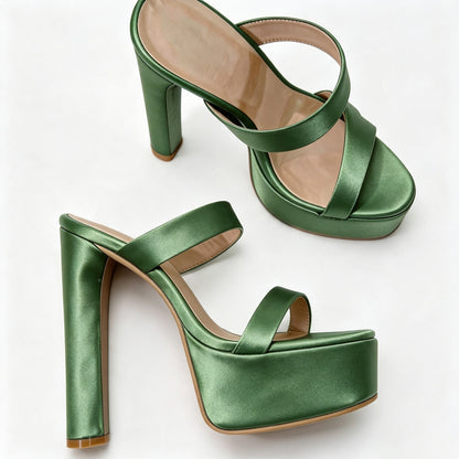 Handmade 5”-6” Chunky Heel Platform Sandals for Women