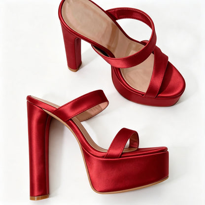 Handmade 5”-6” Chunky Heel Platform Sandals for Women