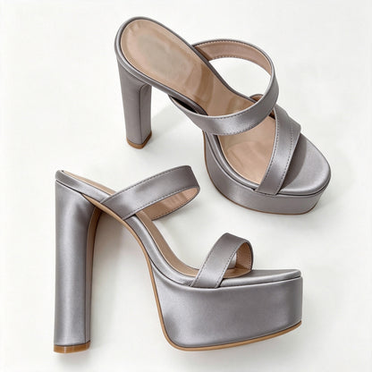 Handmade 5”-6” Chunky Heel Platform Sandals for Women