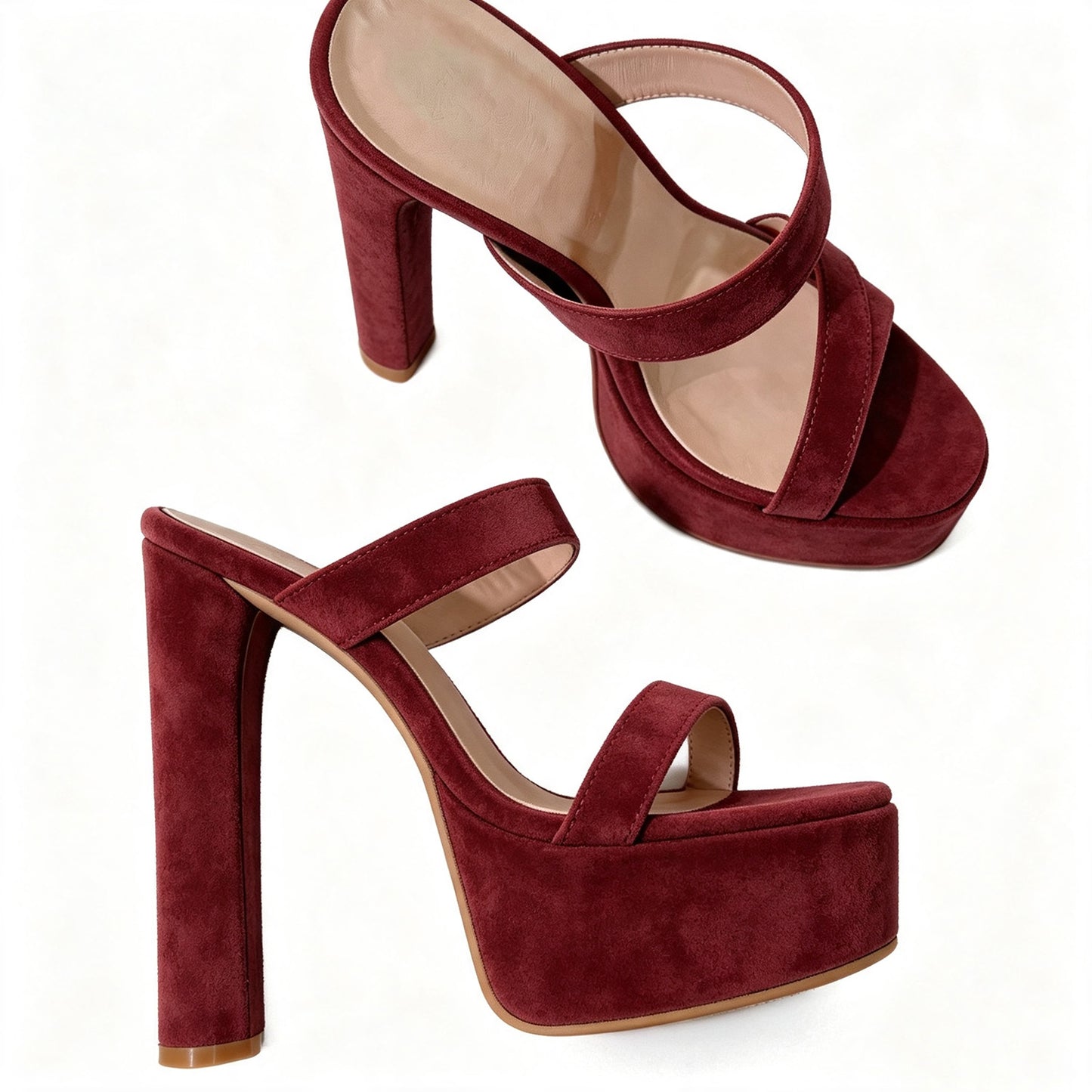 Handmade 5”-6” Chunky Heel Platform Sandals for Women