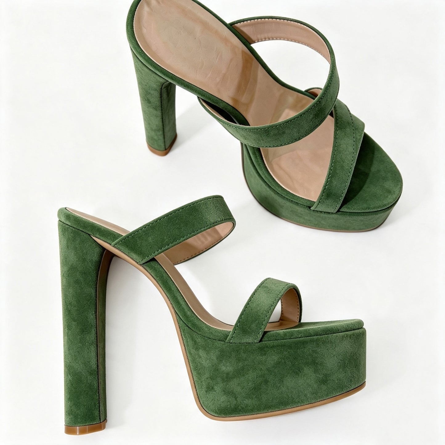Handmade 5”-6” Chunky Heel Platform Sandals for Women