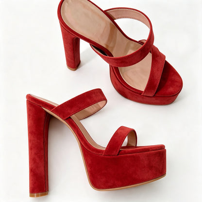 Handmade 5”-6” Chunky Heel Platform Sandals for Women