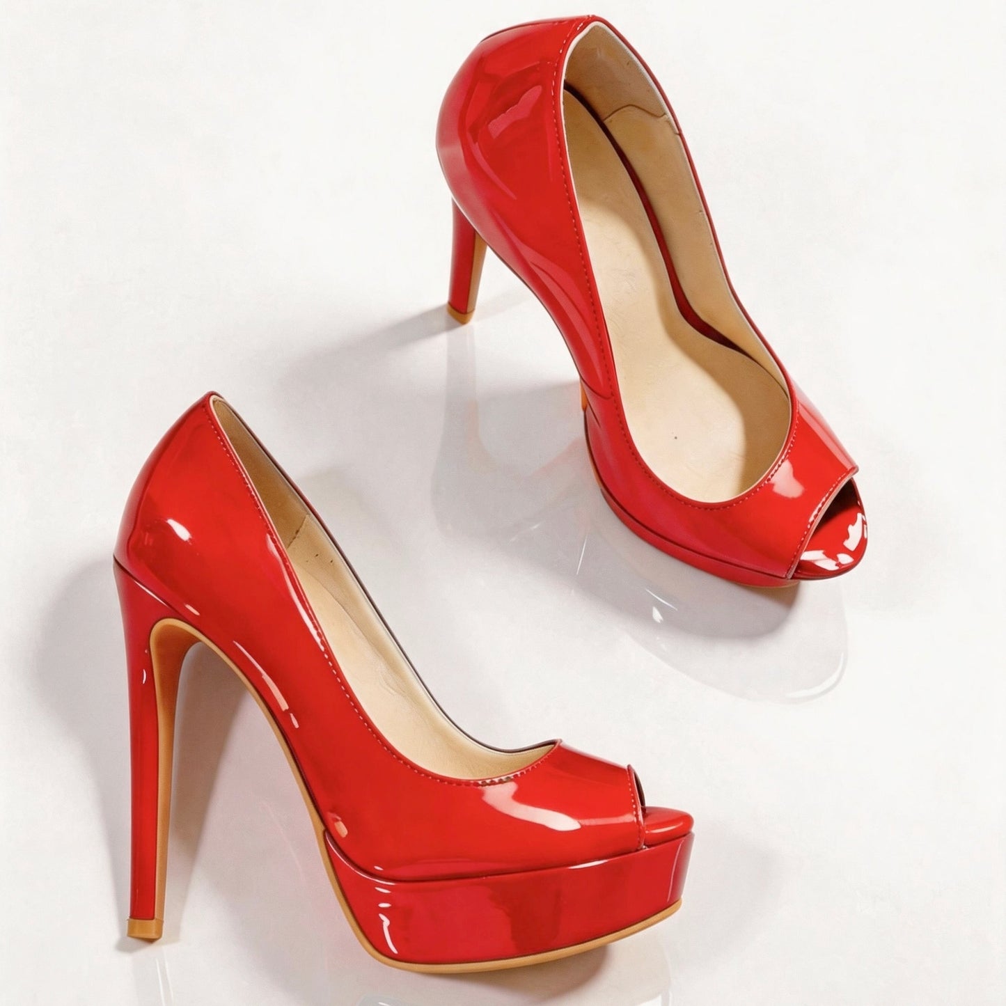 Handmade 5”-6” Peep Toe Platform Stiletto Pumps for Women