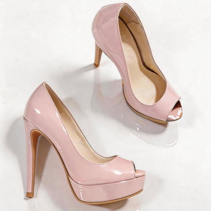 Handmade 5”-6” Peep Toe Platform Stiletto Pumps for Women