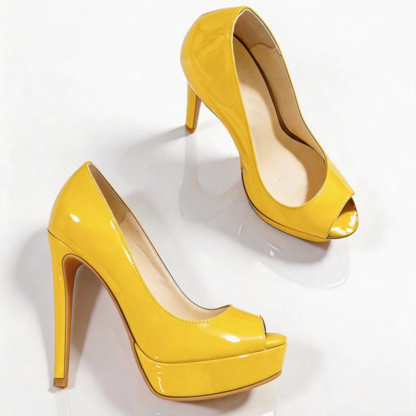 Handmade 5”-6” Peep Toe Platform Stiletto Pumps for Women