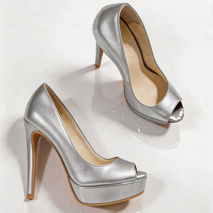 Handmade 5”-6” Peep Toe Platform Stiletto Pumps for Women