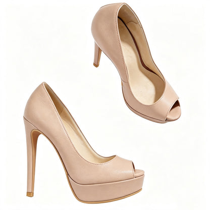 Handmade 5”-6” Peep Toe Platform Stiletto Pumps for Women