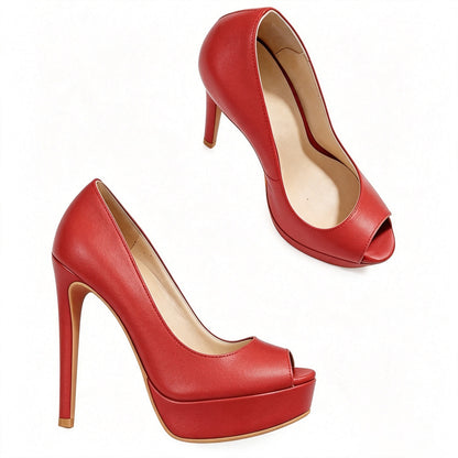 Handmade 5”-6” Peep Toe Platform Stiletto Pumps for Women