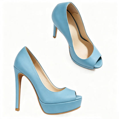 Handmade 5”-6” Peep Toe Platform Stiletto Pumps for Women