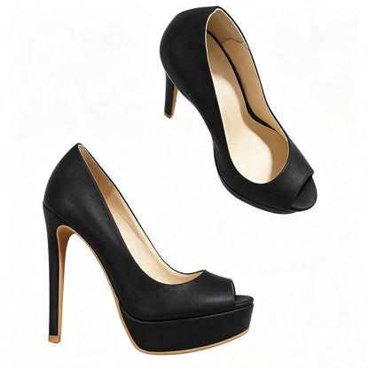 Handmade 5”-6” Peep Toe Platform Stiletto Pumps for Women