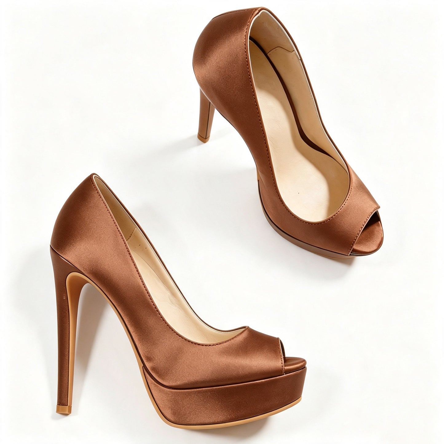 Handmade 5”-6” Peep Toe Platform Stiletto Pumps for Women