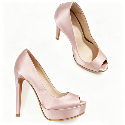 Handmade 5”-6” Peep Toe Platform Stiletto Pumps for Women