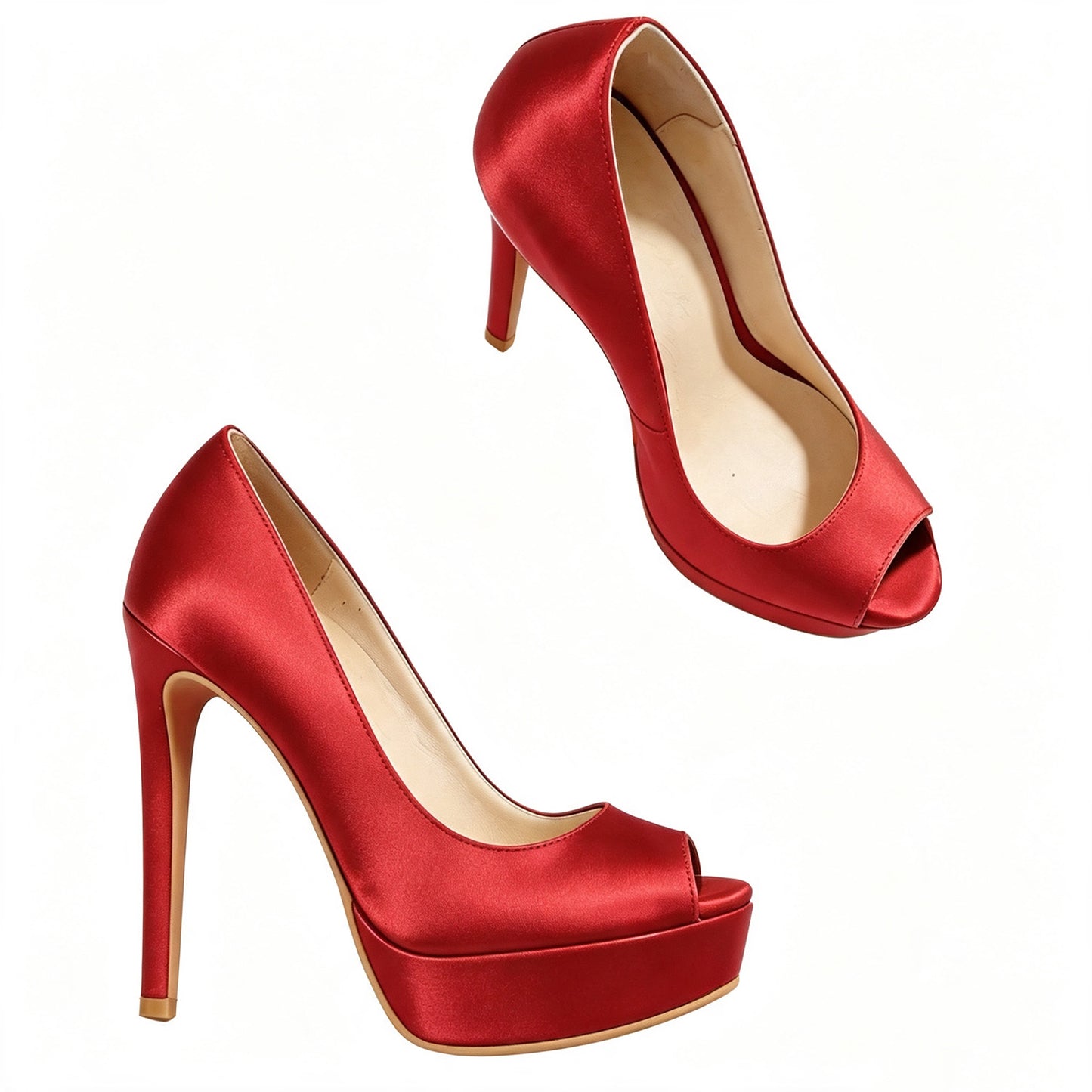 Handmade 5”-6” Peep Toe Platform Stiletto Pumps for Women