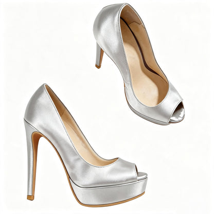 Handmade 5”-6” Peep Toe Platform Stiletto Pumps for Women