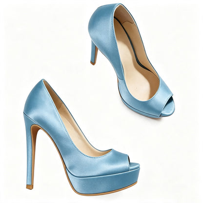 Handmade 5”-6” Peep Toe Platform Stiletto Pumps for Women