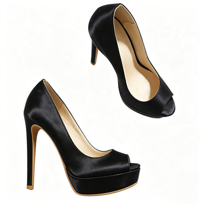 Handmade 5”-6” Peep Toe Platform Stiletto Pumps for Women