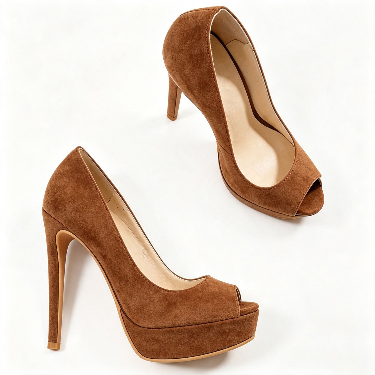 Handmade 5”-6” Peep Toe Platform Stiletto Pumps for Women
