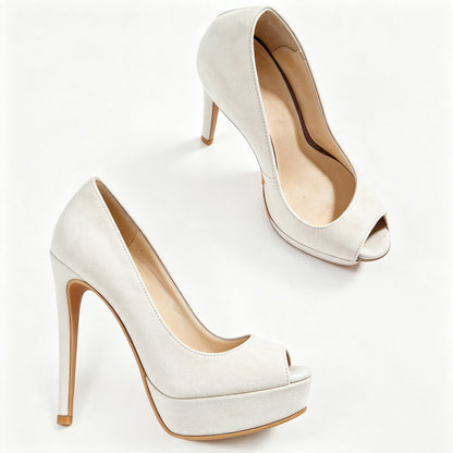 Handmade 5”-6” Peep Toe Platform Stiletto Pumps for Women