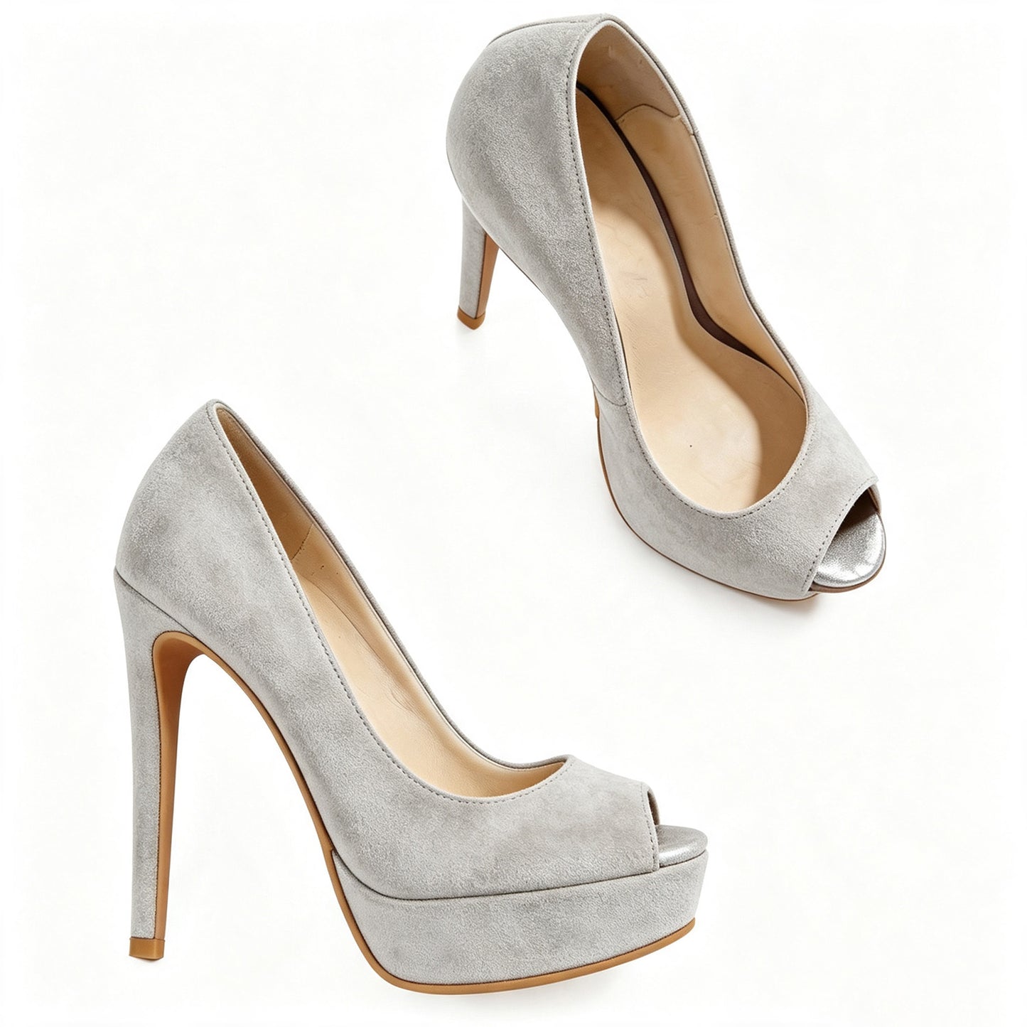 Handmade 5”-6” Peep Toe Platform Stiletto Pumps for Women