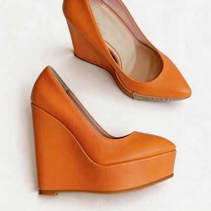 Handmade 5”-6” Matte Wedge Platform Pumps for Women