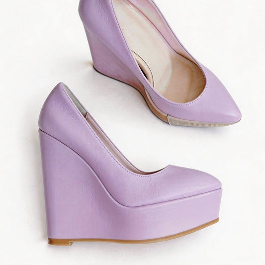 Handmade 5”-6” Matte Wedge Platform Pumps for Women