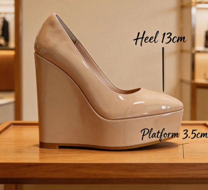 Handmade 5”-6” Matte Wedge Platform Pumps for Women