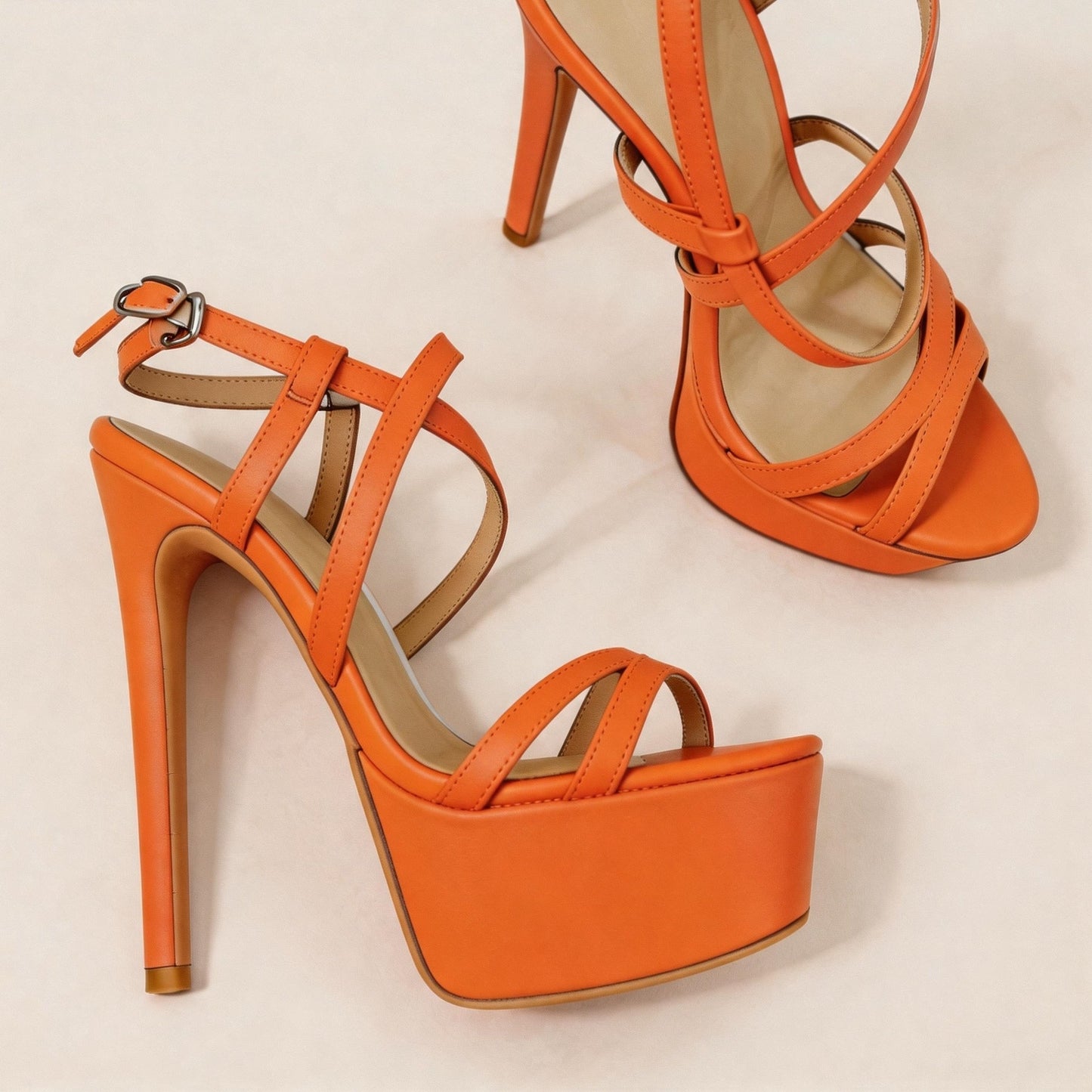 Handmade 5”-6” Patent Leather Strappy Platform Sandals for Women