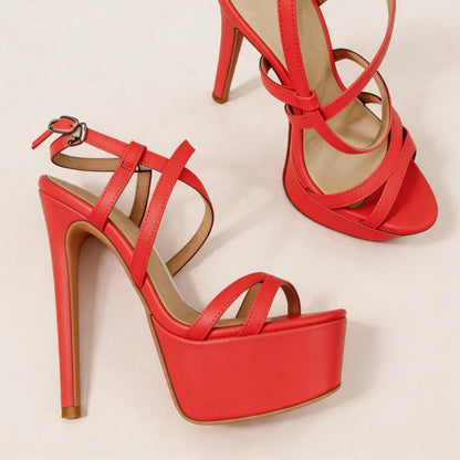 Handmade 5”-6” Patent Leather Strappy Platform Sandals for Women