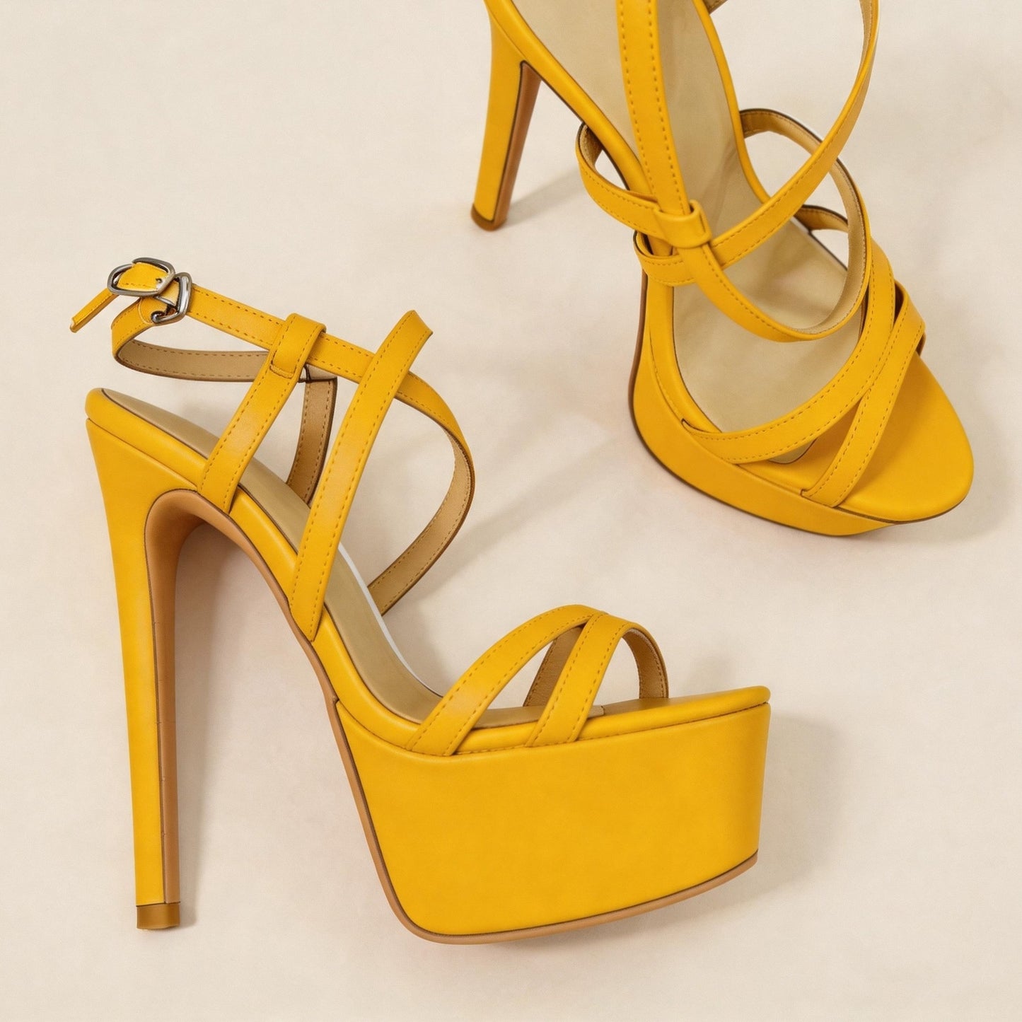 Handmade 5”-6” Patent Leather Strappy Platform Sandals for Women