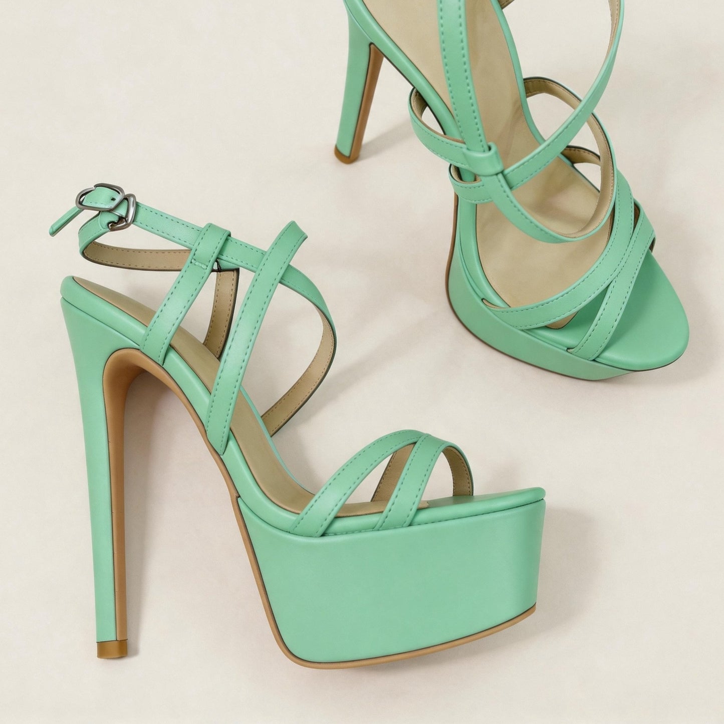 Handmade 5”-6” Patent Leather Strappy Platform Sandals for Women