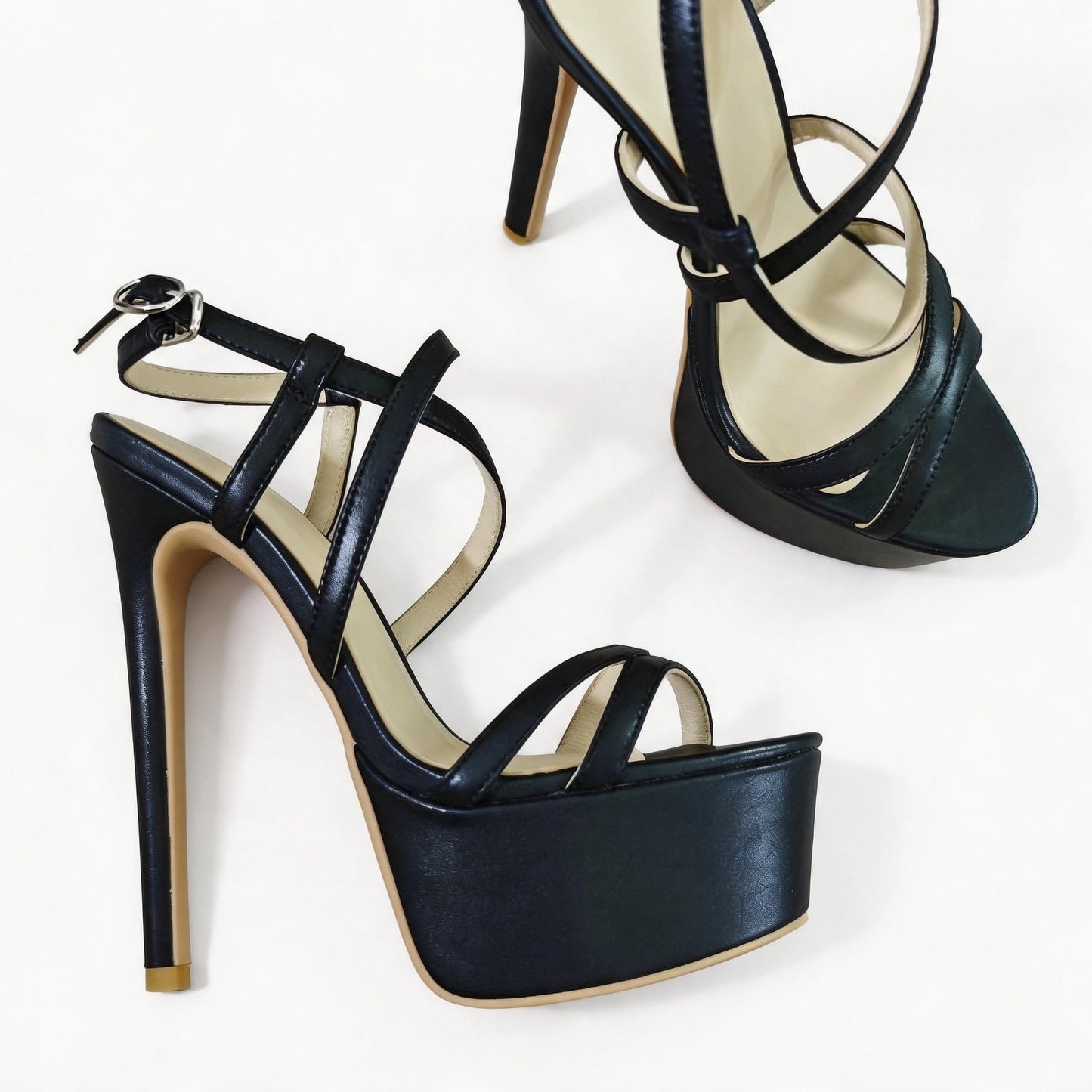 Handmade 5”-6” Patent Leather Strappy Platform Sandals for Women