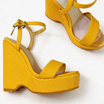 Handmade 5”-6” Patent Leather Wedge Platform Sandals for Women