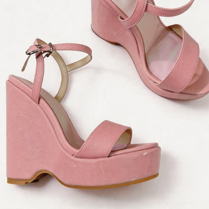Handmade 5”-6” Patent Leather Wedge Platform Sandals for Women
