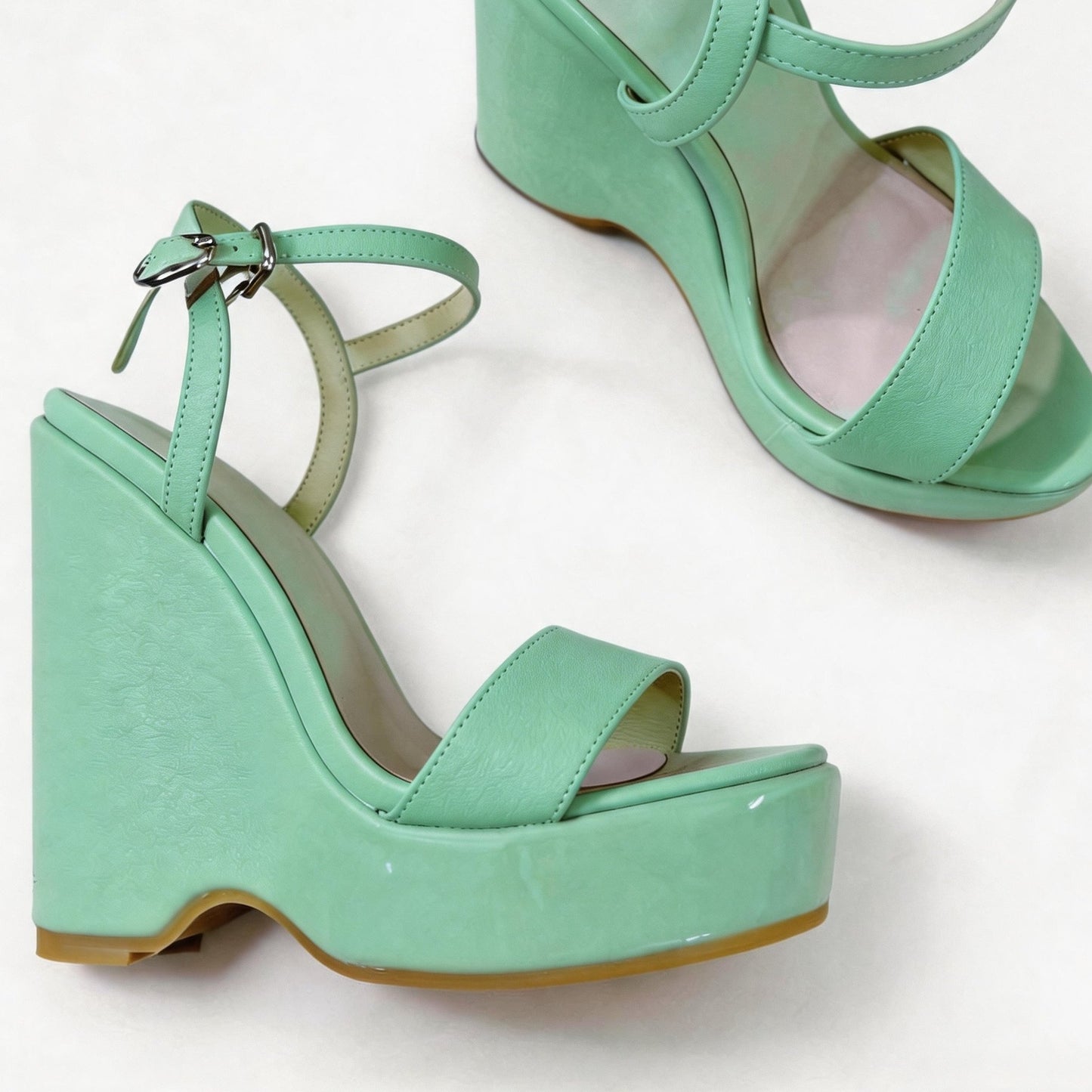 Handmade 5”-6” Patent Leather Wedge Platform Sandals for Women
