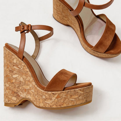 Handmade 5”-6” Patent Leather Wedge Platform Sandals for Women